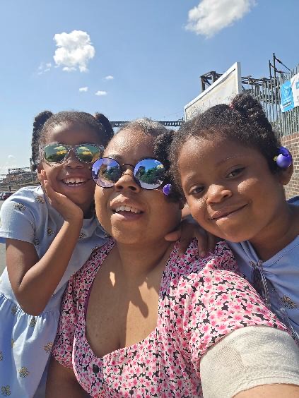 Milly with her daughters Jasmine and Jada